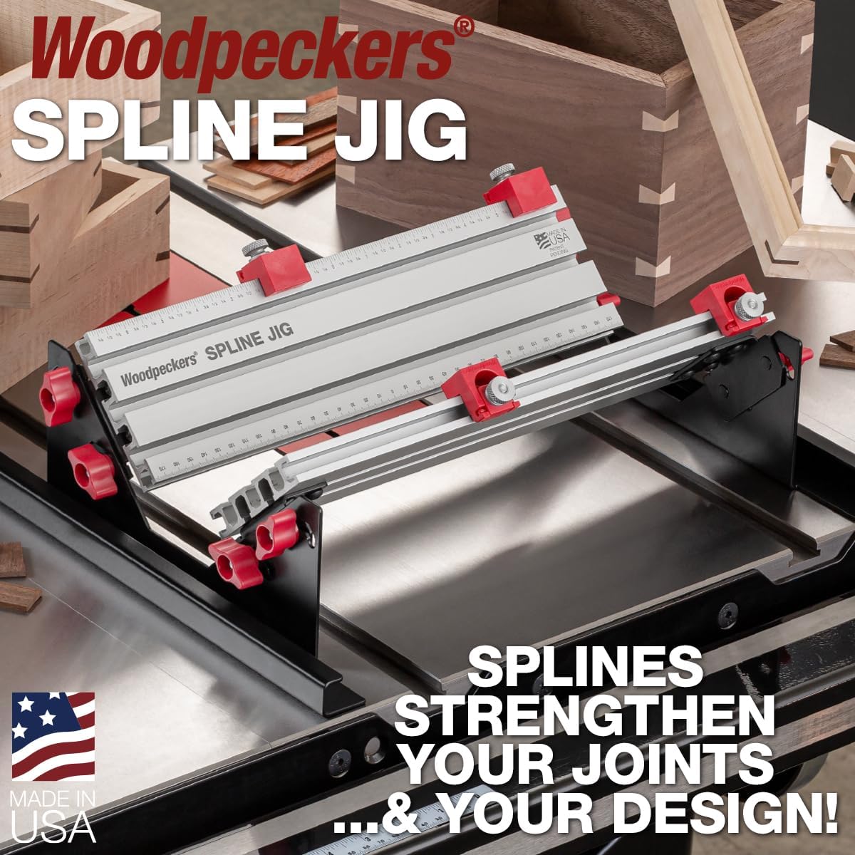 Woodpeckers Spline Jig, Router Table & Table Saw Jig for Dovetails & Miter Joints, Makes Joinery Strong & Attractive, Made in USA
