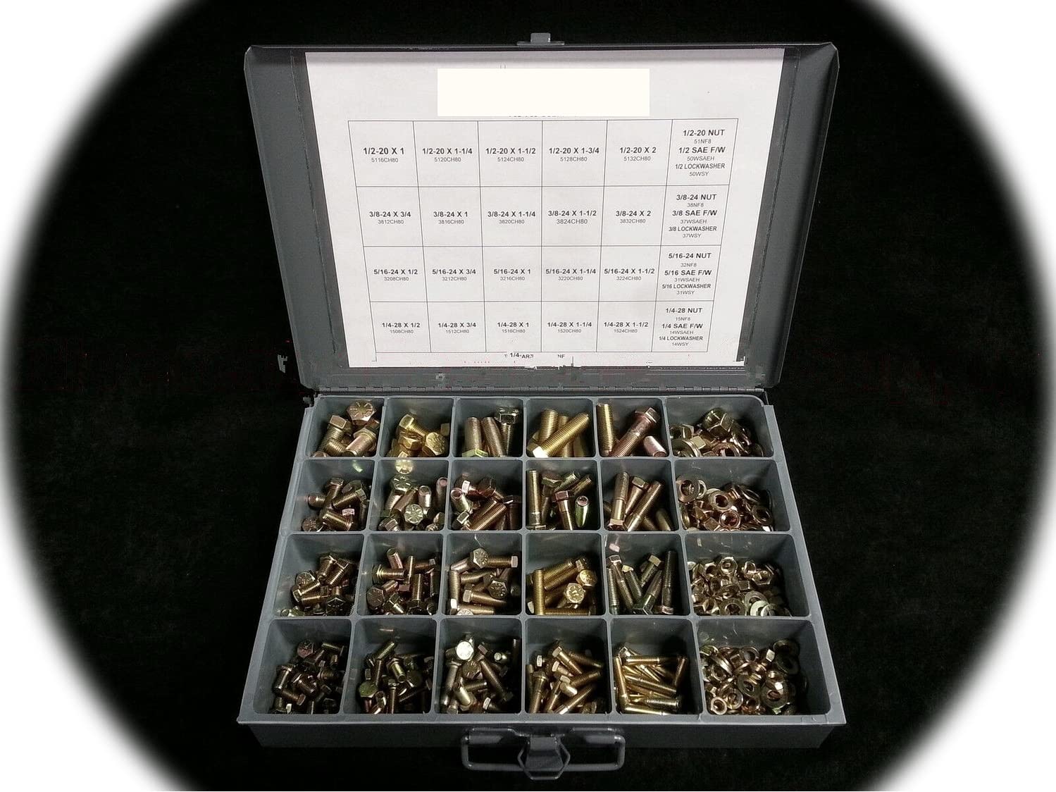 Grade 8 FINE Thread Bolt NUT & Washer Assortment KIT 490 Pieces Hardware Fastener Kit Set RV9088S