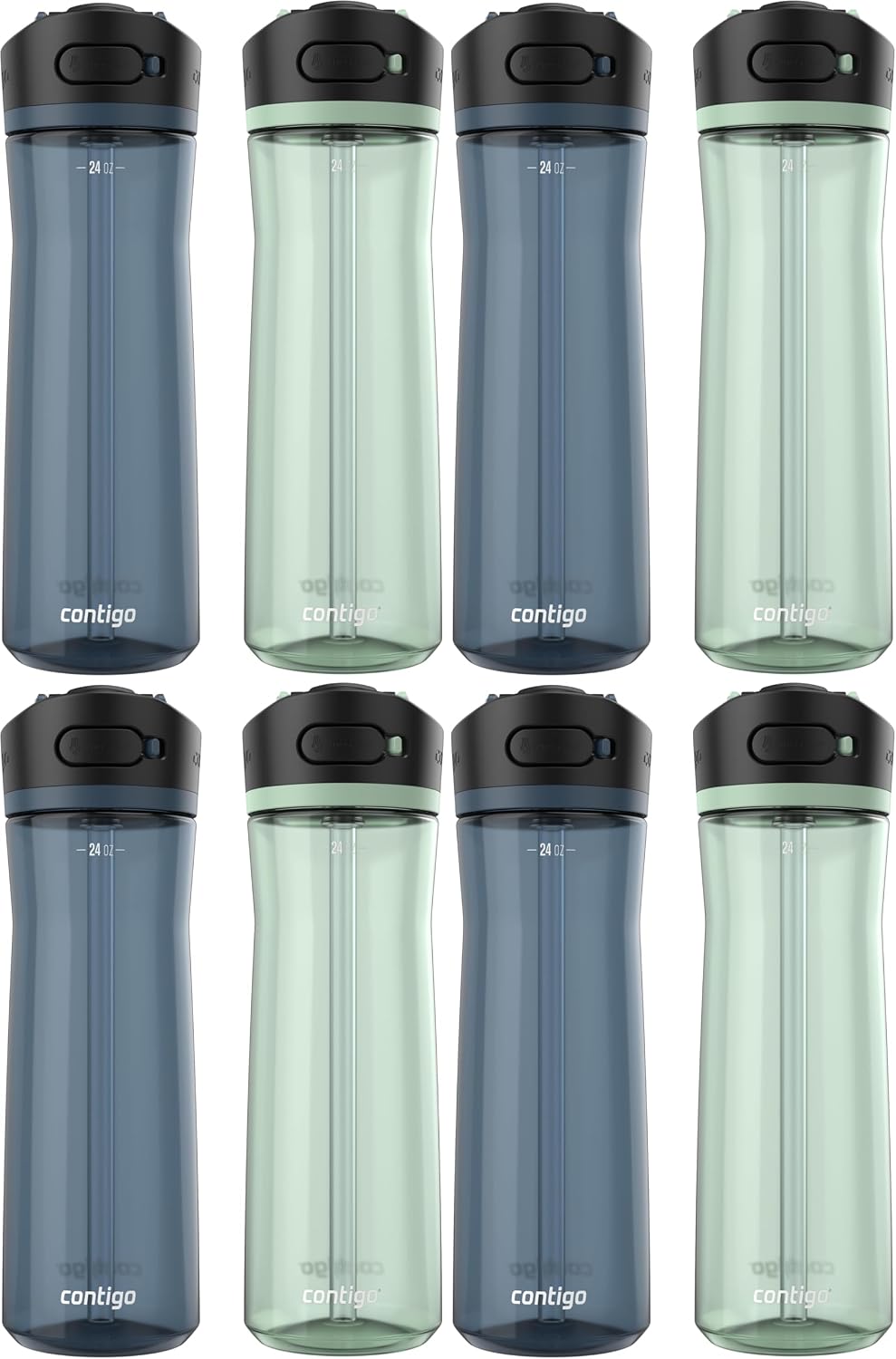 Contigo Ashland 2.0 AUTOSPOUT Water Bottle, 24 oz, Blueberry; Agave (Pack of 8)