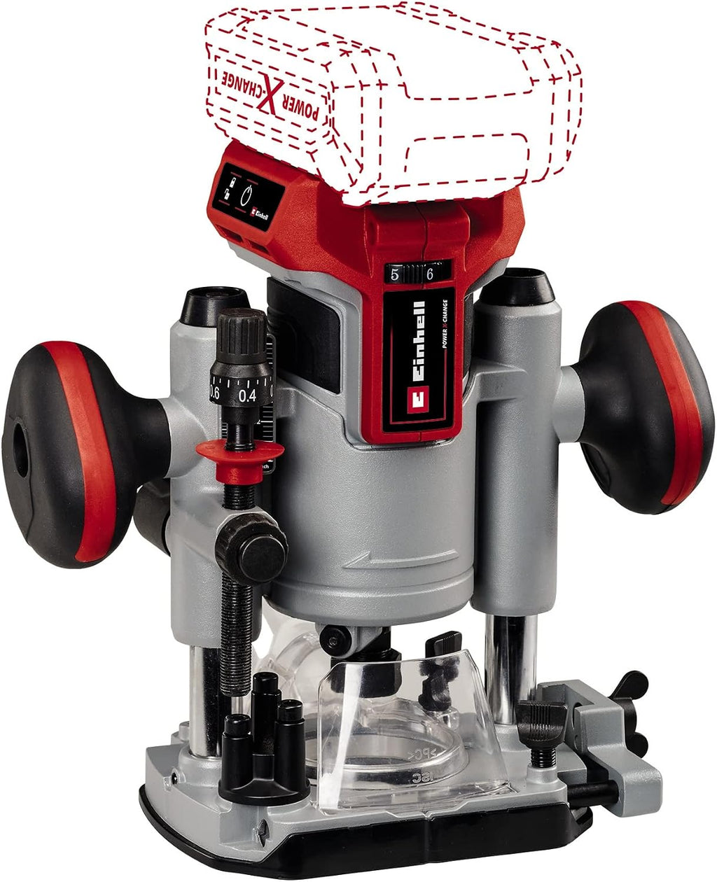 Einhell Power X-Change 18V Cordless Wood Router Tool - Brushless Motor, 35mm Stroke Height, Fine Depth Adjustment - TP-RO 18 Li BL Router Woodworking - Battery and Charger Not Included