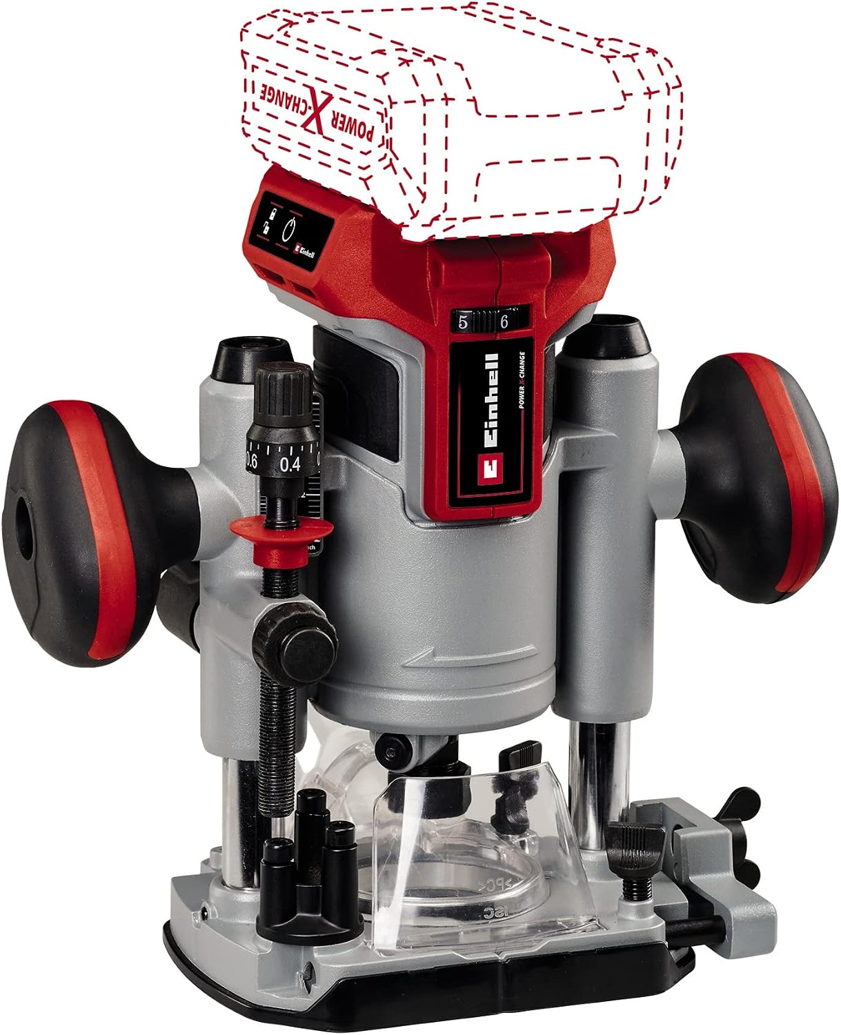 Einhell Power X-Change 18V Cordless Wood Router Tool - Brushless Motor, 35mm Stroke Height, Fine Depth Adjustment - TP-RO 18 Li BL Router Woodworking - Battery and Charger Not Included