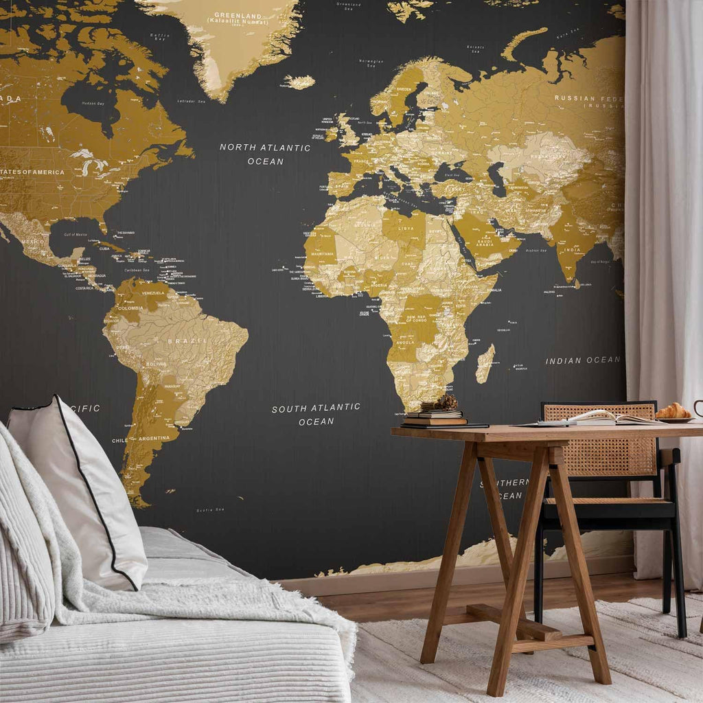 artgeist Wall Mural World Map 197x110 in - XXL Non-Woven Wallpaper Fleece Wall Decor Photo Print Picture Image Design Home k-A-0092-x-a