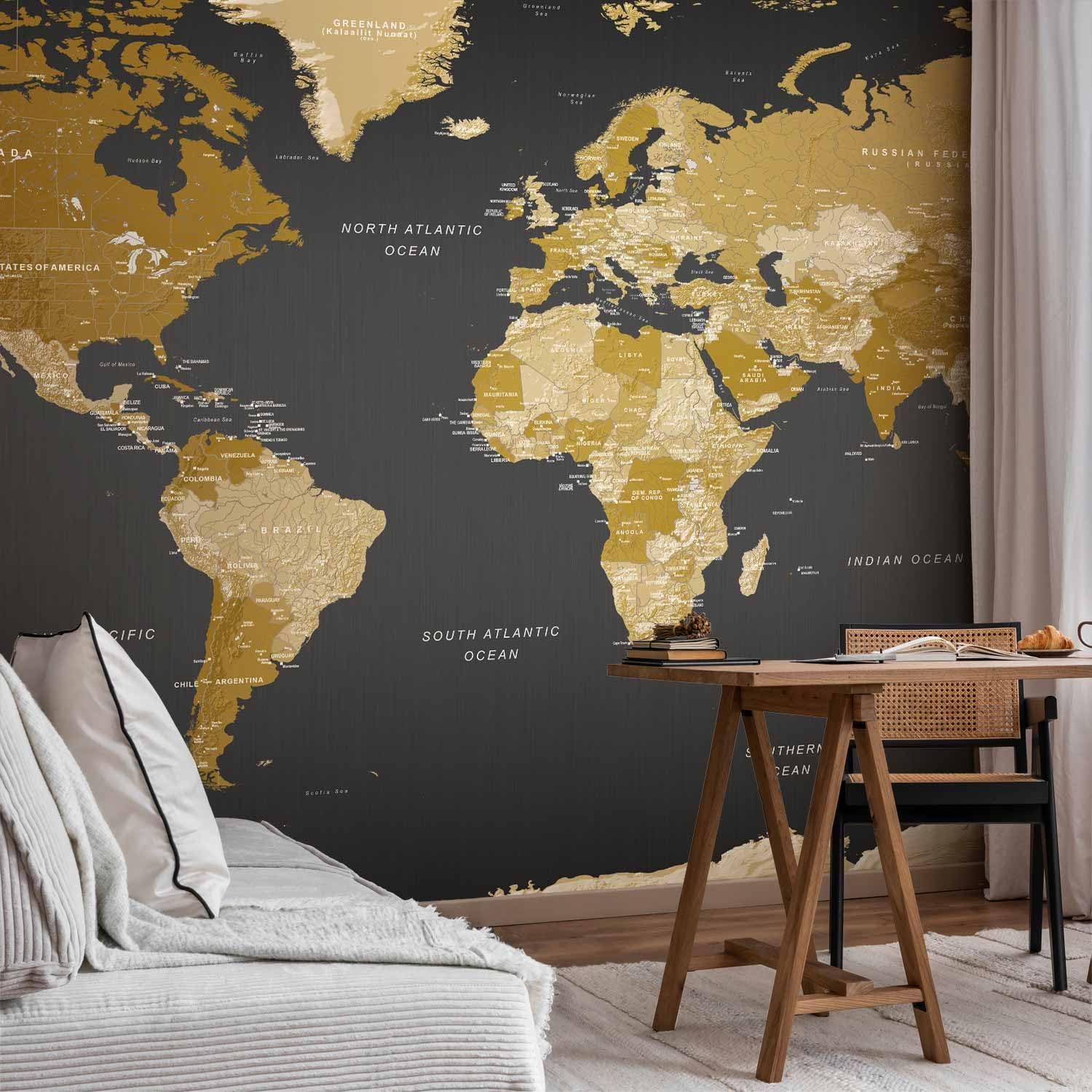 artgeist Wall Mural World Map 197x110 in - XXL Non-Woven Wallpaper Fleece Wall Decor Photo Print Picture Image Design Home k-A-0092-x-a