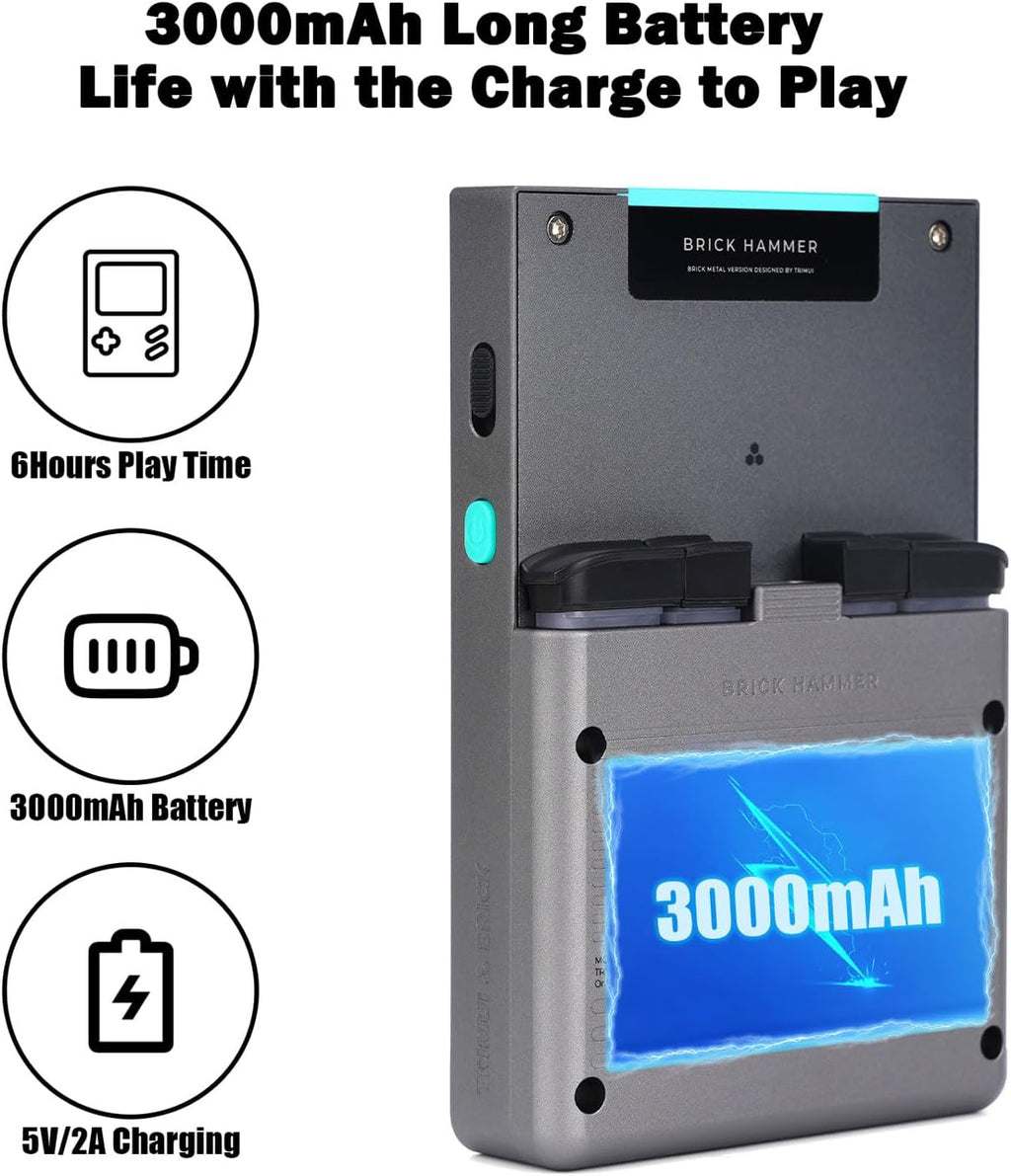 Trimui Brick Hammer Handheld Game Console with 3.2 inch IPS Screen and 3000mAh Battery, Retro Video Games Console with Pre-Installed 64GB TF Card and WiFi Function (Space Gray)