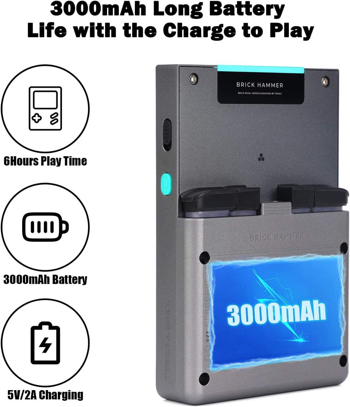 Trimui Brick Hammer Handheld Game Console with 3.2 inch IPS Screen and 3000mAh Battery, Retro Video Games Console with Pre-Installed 64GB TF Card and WiFi Function (Space Gray)