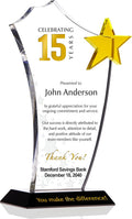 Personalized Crystal Gold Star Employee Long Service Award Plaque, Customized with Employee Name, Years of Service and Company Name, Unique Corporate Service Award Trophy (M - 8.5')