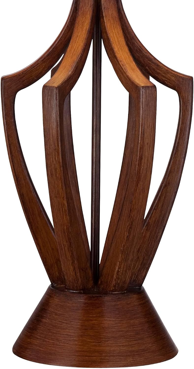 360 Lighting St. Claire 30 3/4' Tall Open Base Large Mid Century Modern End Table Lamps Set of 2 Wood Finish Fabric Shade Living Room Bedroom Bedside Nightstand House Office Home Reading Kitchen