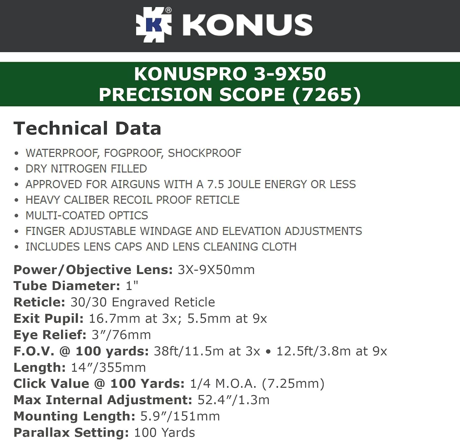 KONUS KonusPro Hunting Riflescope | 1' Tube Diameter, Multi-Coated Optics, Waterproof, Shockproof, Fogproof, Fast Focus Scope