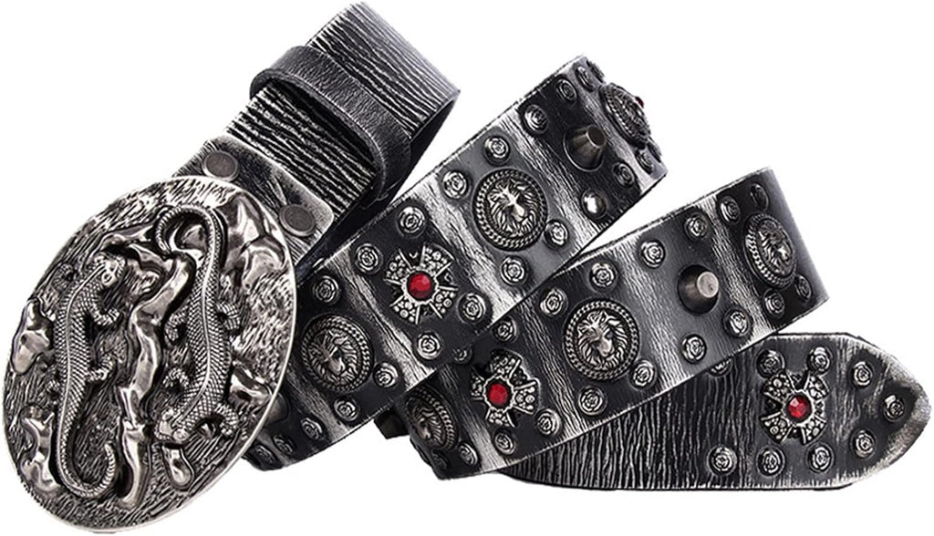 Metal Rivet Belt Men Rivet Punk Belt Cow Genuine Leather Smooth Buckle Male Women Rock Hip Hop Strap Waist 1Pcs