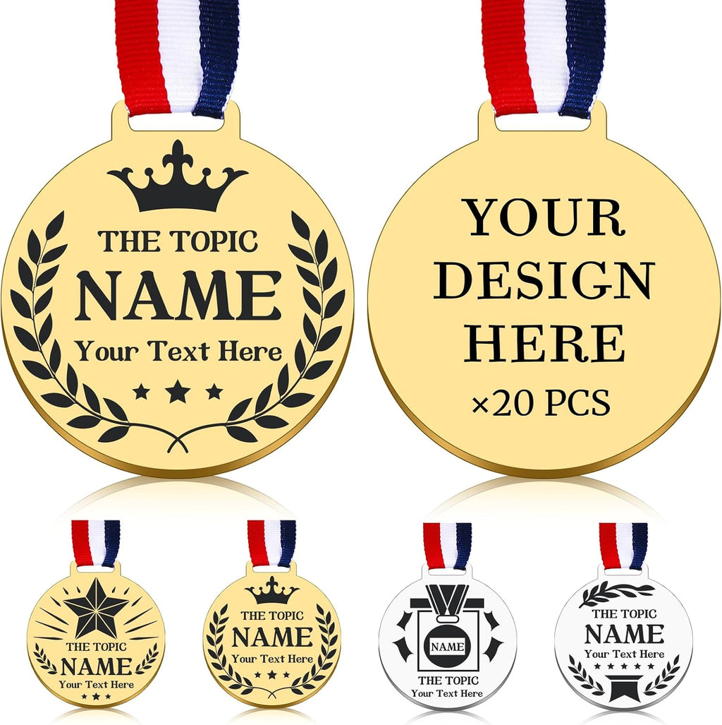 Custom Medals for Awards, Personalized Engraved Medals Bulk with Name Text, 1st 2nd 3rd Place Medal for School Family Sports Event Celebration Souvenirs, Competition Trophy Medal for Kids Adults