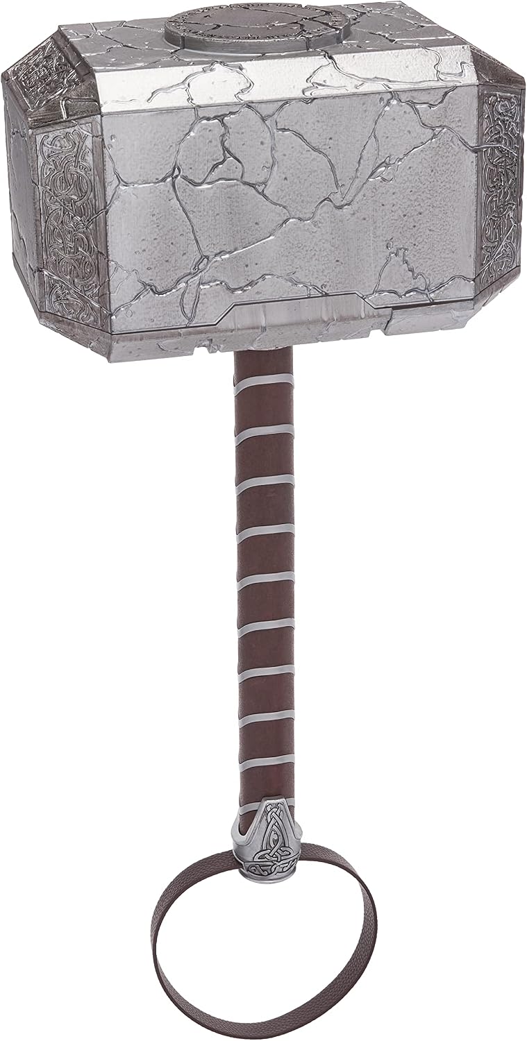 Marvel Legends Mighty Thor Mjolnir Premium Electronic Hammer with Lights and Sound FX,Love and Thunder Roleplay Item,7 x 22 x 11 inches