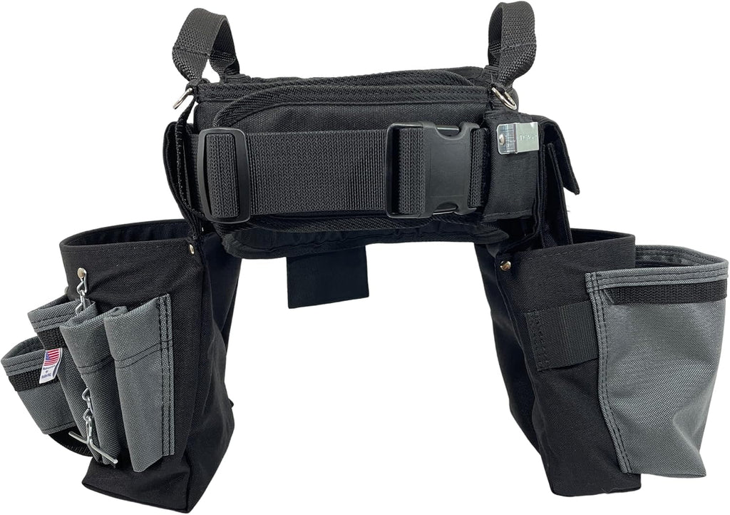 BOULDER BAG Ultimate Electrician's MAX Combo with Comfort Back Support Tool Belt, Quick Release Buckle, Heavy Duty, Silver, (Medium 28-32 Inch Waist), Made in USA