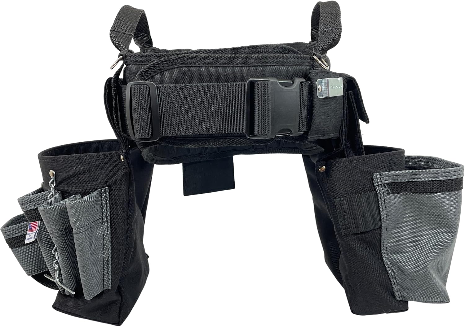 BOULDER BAG Ultimate Electrician's MAX Combo with Comfort Back Support Tool Belt, Quick Release Buckle, Heavy Duty, Silver, (Medium 28-32 Inch Waist), Made in USA