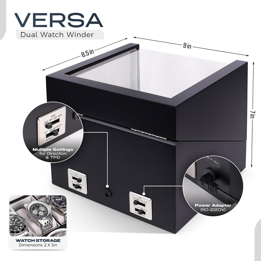 Versa Watch Winder with Storage, Automatic Watch Winder for Automatic Watches, Double Watch Winder with Storage, Compatible with Rolex