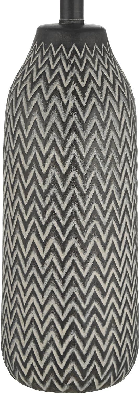360 Lighting Arizona 27 1/2' Tall Modern Southwestern 3-Way Table Lamps Set of 2 Zig-Zag Black Beige Finish Fabric White Shade Living Room Bedroom Bedside Nightstand House Office Home Reading