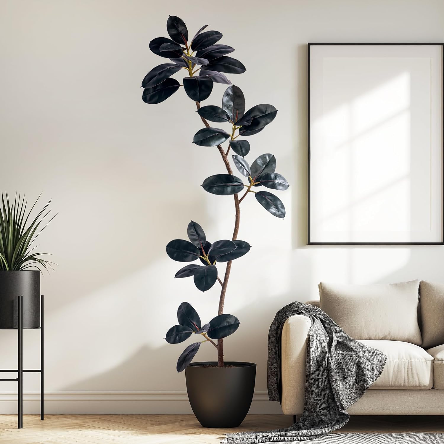 Bailikang 6ft Artificial Rubber Tree Faux Plants Indoor Faux Floor Artificial Trees Indoor,Fake Plant Fake Tropical Plants,Large Floor,Real Touch Rubber Tree for Home Decor