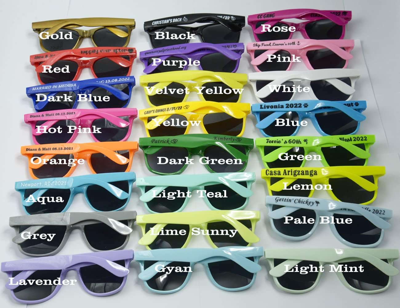 Personalized Sunglasses Bulk Party Favors Adult Gifts Custom Wedding/Bachelor/Birthday/Bridal/Groomman/Company Personalized Party Sunglasses Gifts for Guests (120PC Dark Blue)