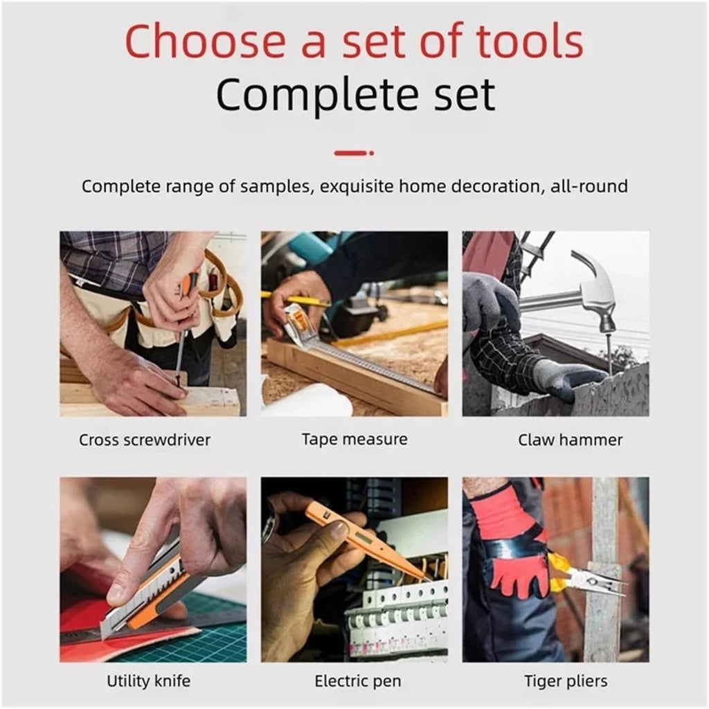 Expansion Screw Tool Box, Multi - Function Hand Tool Set With Screwdriver, Plier, Hammer - Woodworking & Electric Tool Case(BLUE65 22pcs)