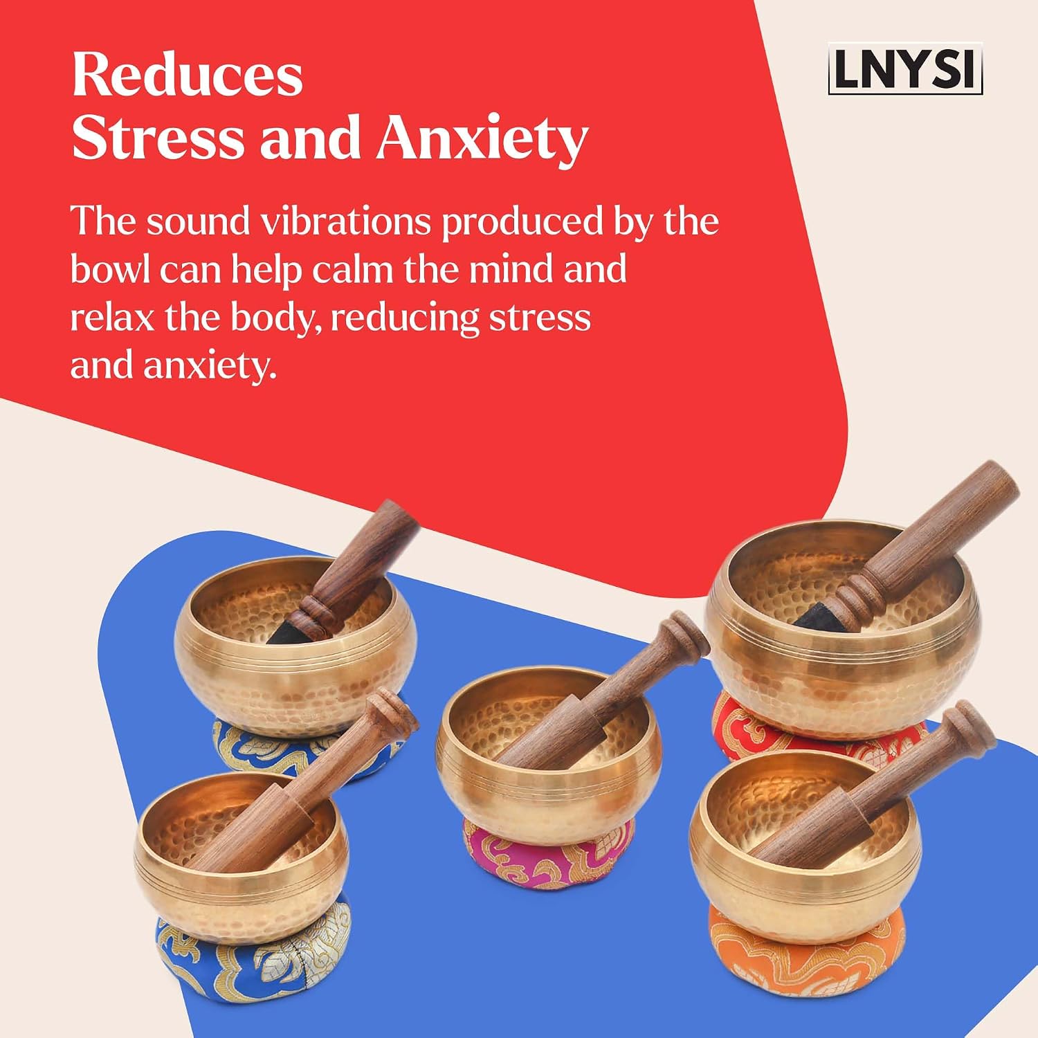 Tibetan Singing Bowl Set - Authentic Cuencos Tibetanos for Sound Healing, Meditation & Chakra Balancing - Includes Cushion, Mallet-Unique Spiritual Gifts for Women and Men (5 Chakra Set)
