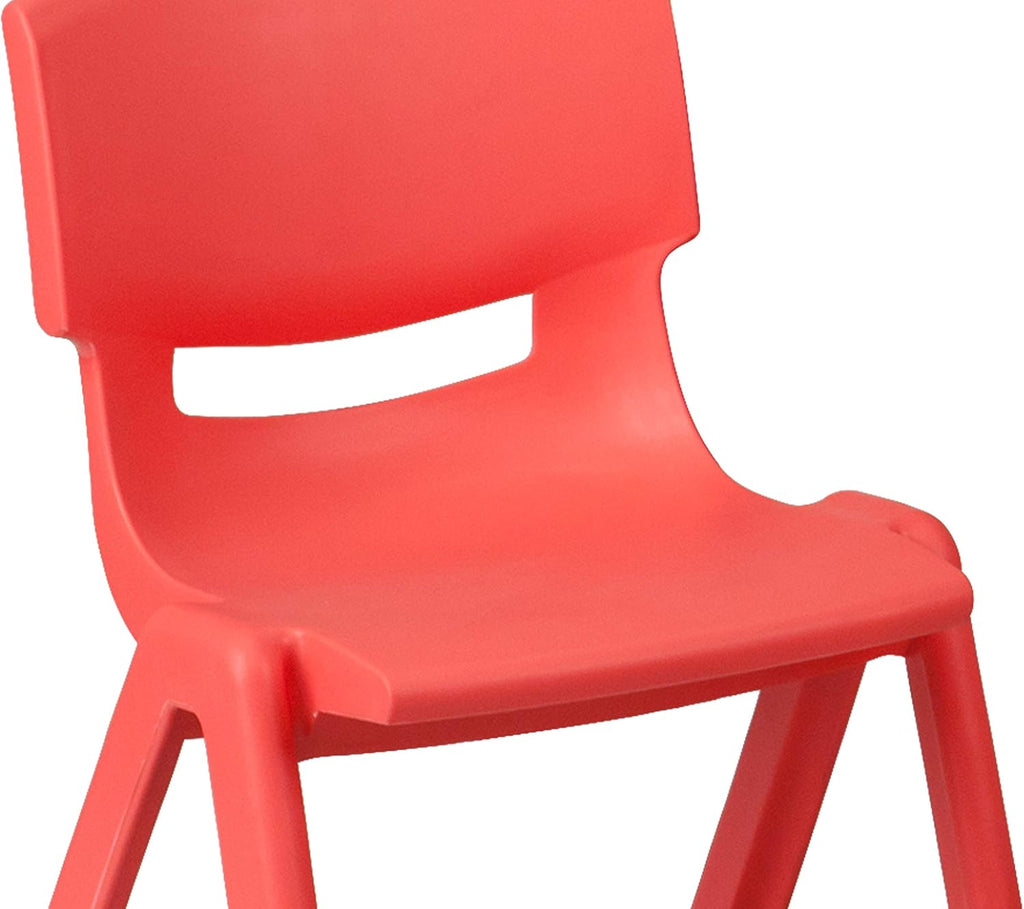 EMMA + OLIVER 23.625' W x 47.25' L Red Plastic Activity Table Set-6 Chairs
