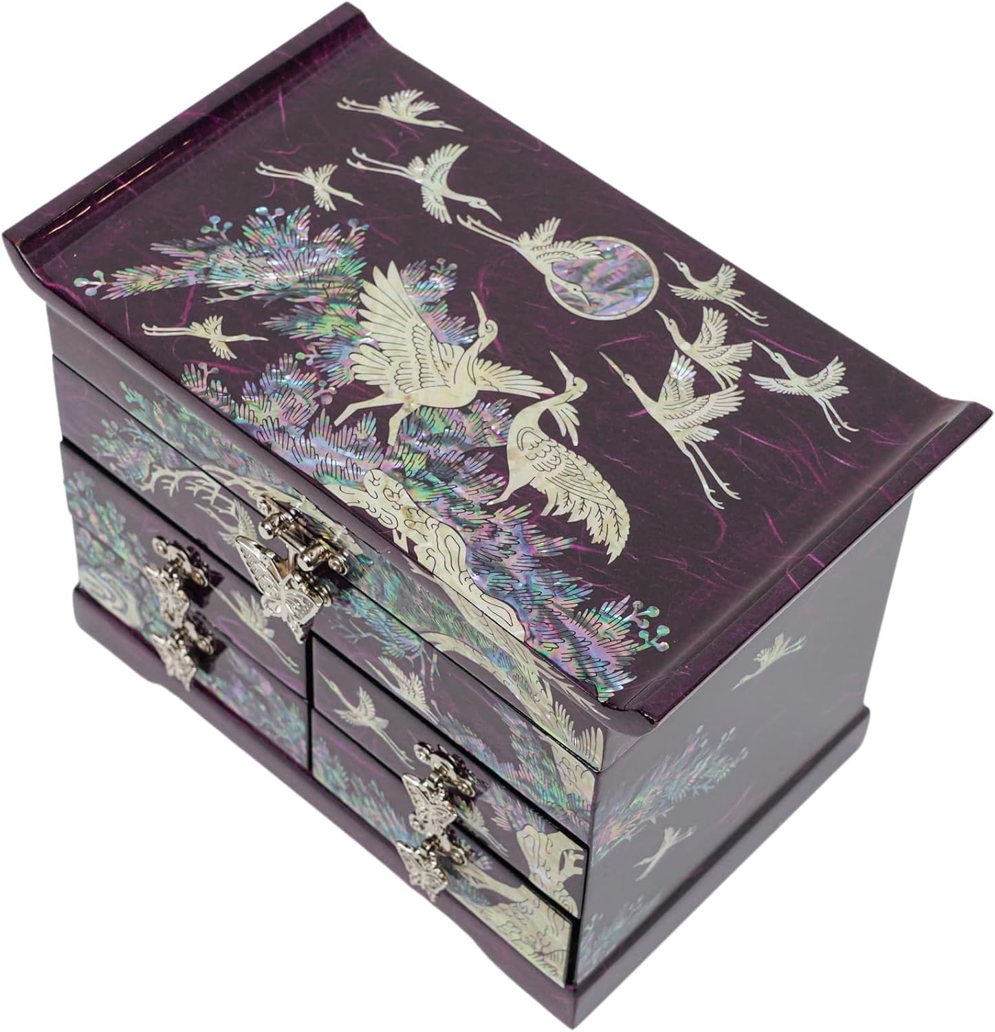 February Mountain Mother of Pearl Handcrafted Mother-of-Pearl Jewelry Box with Traditional Korean Design Mother's day Graduation Birthday Gifts for Women
