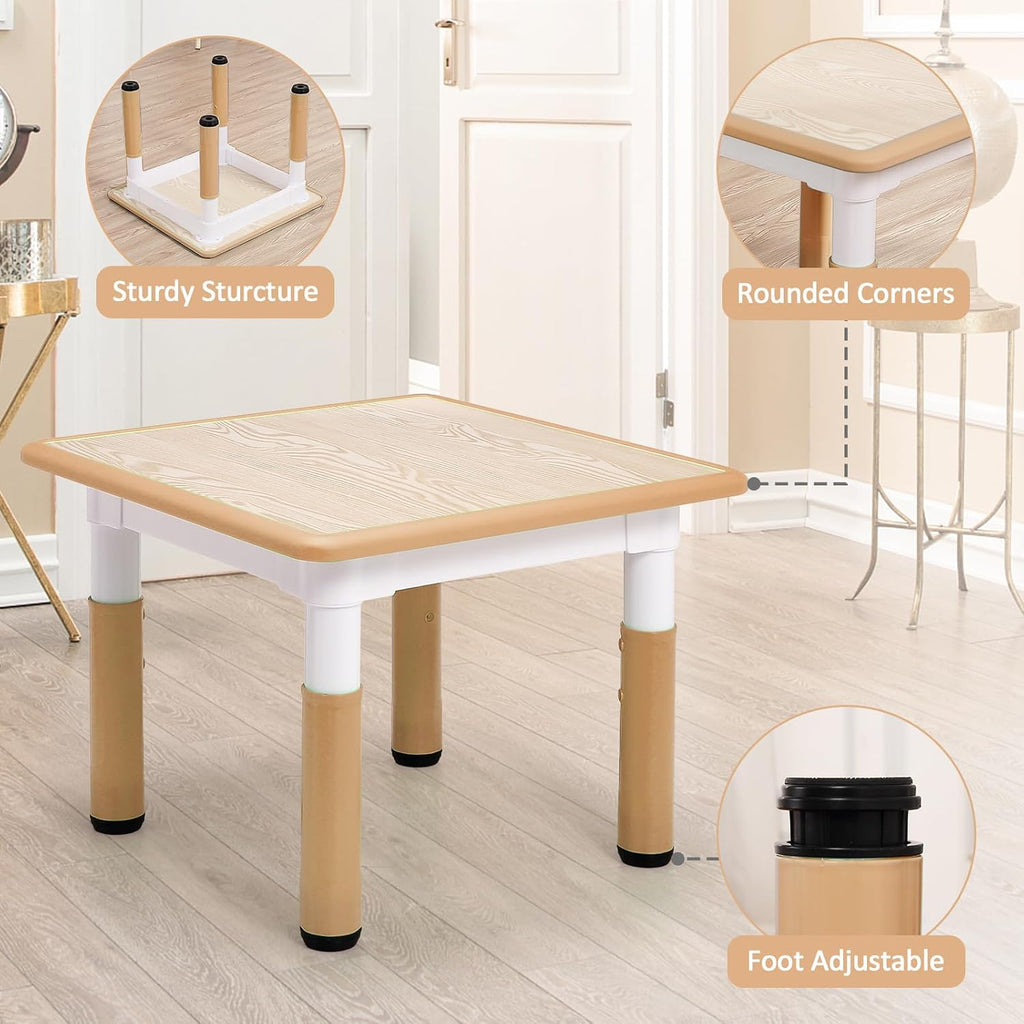 GarveeHome Kids Table and Chairs Set, Height Adjustable Desk for Ages 2-10,Arts & Crafts Table,Graffiti Desktop, Non-Slip Legs, Max 300lbs, Children Multi-Activity Table for Classrooms,Daycares,Home