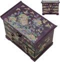 February Mountain Mother of Pearl Wooden Jewelry Organizer Box – Jewelry Storage Box for Women, Features Spacious Drawers, Ideal for Rings, Bracelets, Watches, Chains, Accessories (Peony_Purple)