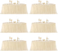 Champagne Table Cloths for 6 Foot Rectangle Tables, Tulle Table Skirt for Rectangle Table 6 ft Fitted Table Cover Desk Skirt Birthday Party Wedding Banquet Tablecloth Elastic Stretch Ruffle Tablecloth