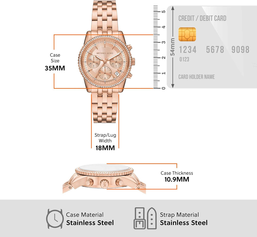 Michael Kors Bryant Chronograph Women's Watch, Stainless Steel and Pavé Crystal Watch for Women