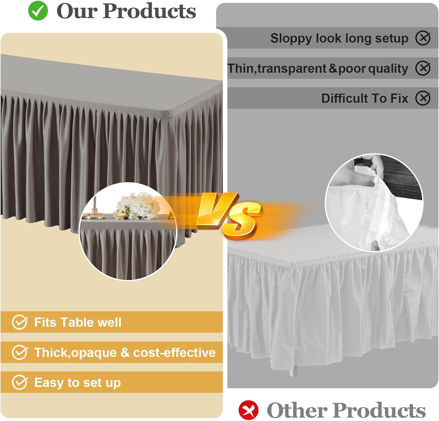 6 Pack Light Brown Table Clothes for 6 Foot Rectangle Tables, Premium Polyester Rectangle Tablecloth Wrinkle Resistant Washable Table Cloth for Wedding, Party, Dining, Banquet, Buffet Tables