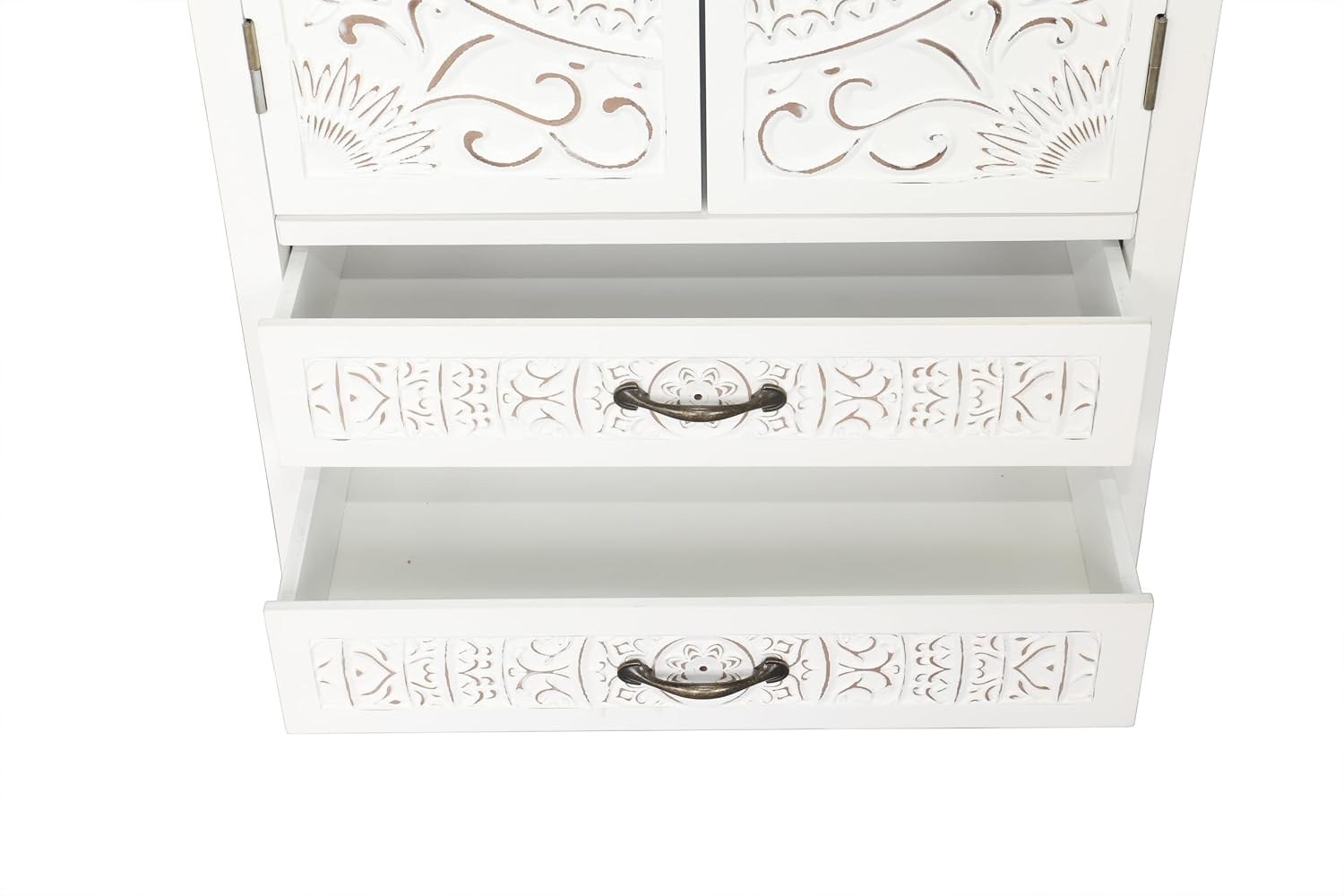 LKTART 48' Tall Vintage Sideboards Carved Wood Buffet Cabinet,Farmhouse Pantry Decorative Cabinet with Carved Doors and Drawers for Home Decor and Finishing Fir Wood