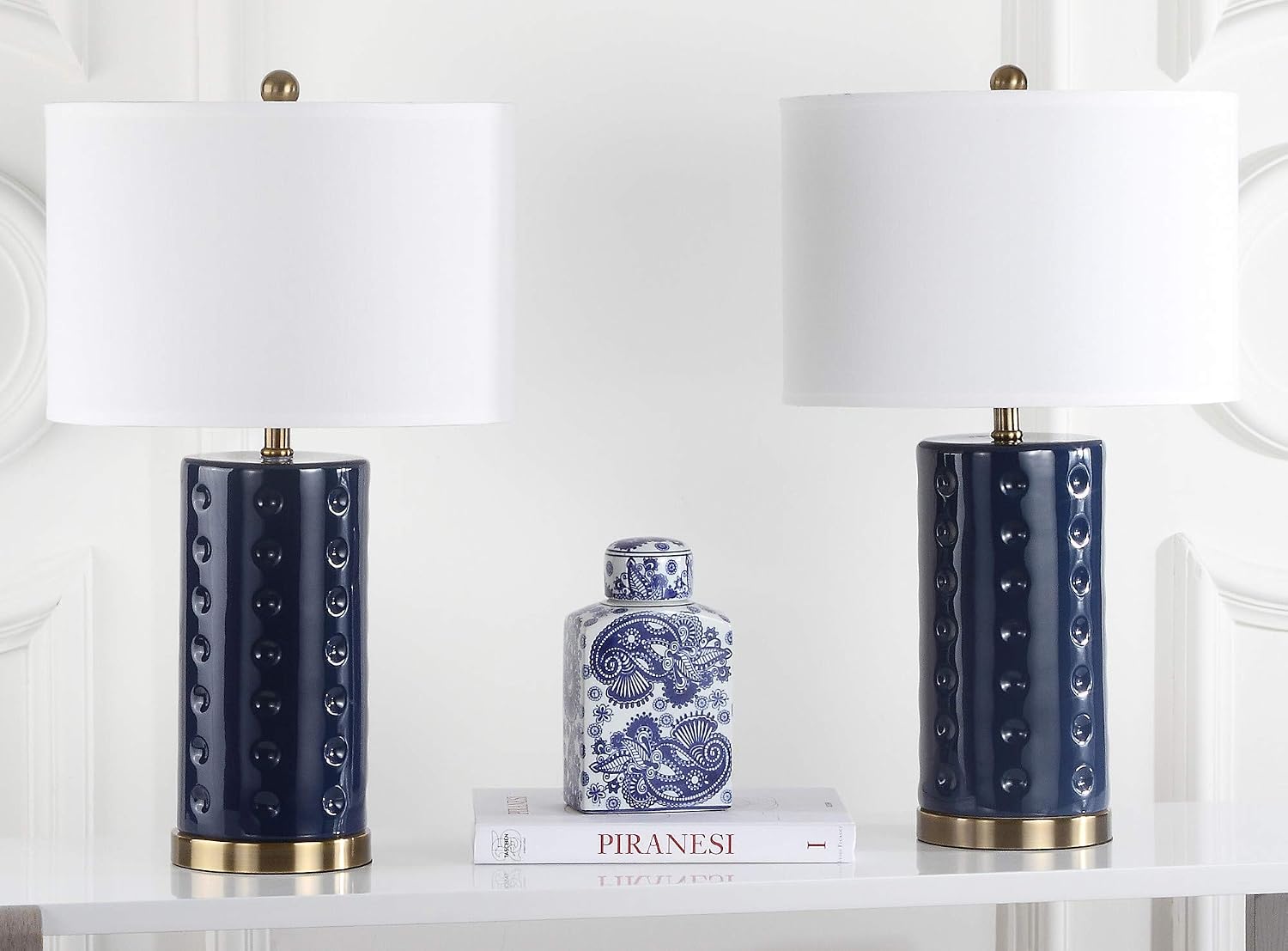 Safavieh Lighting Collection Roxanne Navy Table Lamp, Set of 2