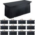 Outpain Black Spandex Table Clothes for 6 Foot Rectangle Tables-12Pack 6FT Spandex Fitted Table Cover, Wrinkle Free Tablecloths with Skirt for Parties, Wedding, Birthday, Banquet, Festival