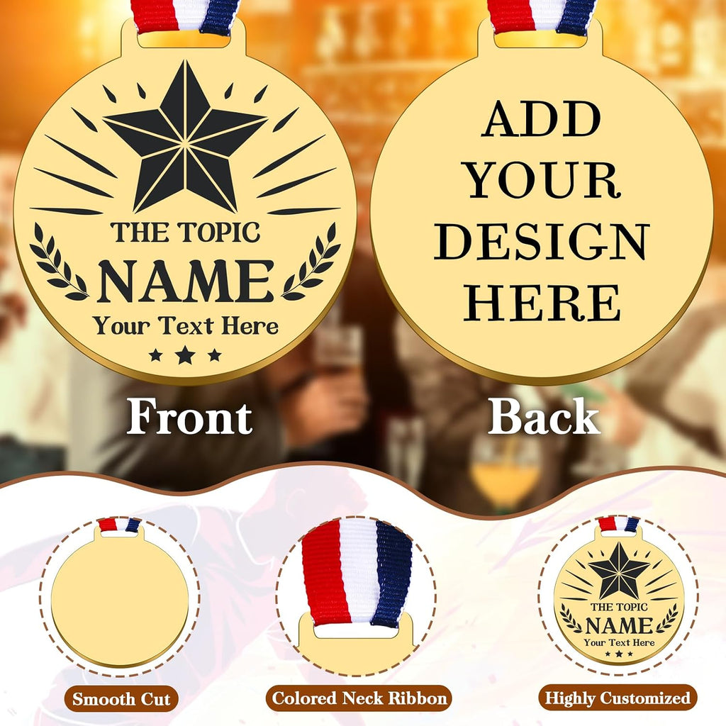 Custom Medals for Awards, Personalized Engraved Medals Bulk with Name Text, 1st 2nd 3rd Place Medal for School Family Sports Event Celebration Souvenirs, Competition Trophy Medal for Kids Adults