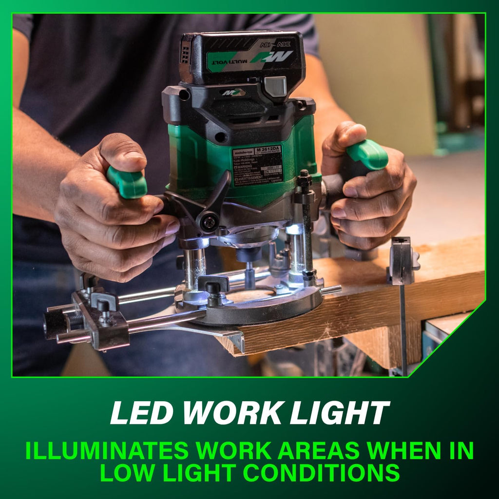 Metabo HPT Cordless Plunge Router, 36V Variable Speed Router, Up to 46 Feet per Minute, Lightweight Design, LED Work Light, 2020 Pro Tools Innovation Award Winner, Tool Body Only, M3612DAQ4