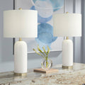 360 Lighting Draper 26' High Modern Coastal Table Lamps Set of 2 White Ceramic Fabric Shade Living Room Bedroom Bedside Nightstand House Office Home Reading Kitchen Entryway Console Family