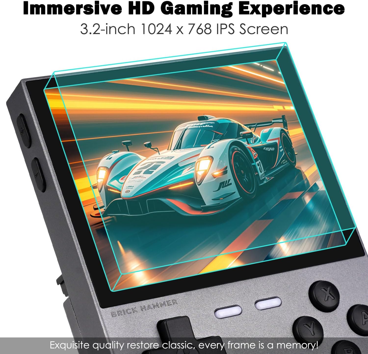 Trimui Brick Hammer Handheld Game Console with 3.2 inch IPS Screen and 3000mAh Battery, Retro Video Games Console with Pre-Installed 64GB TF Card and WiFi Function (Space Gray)