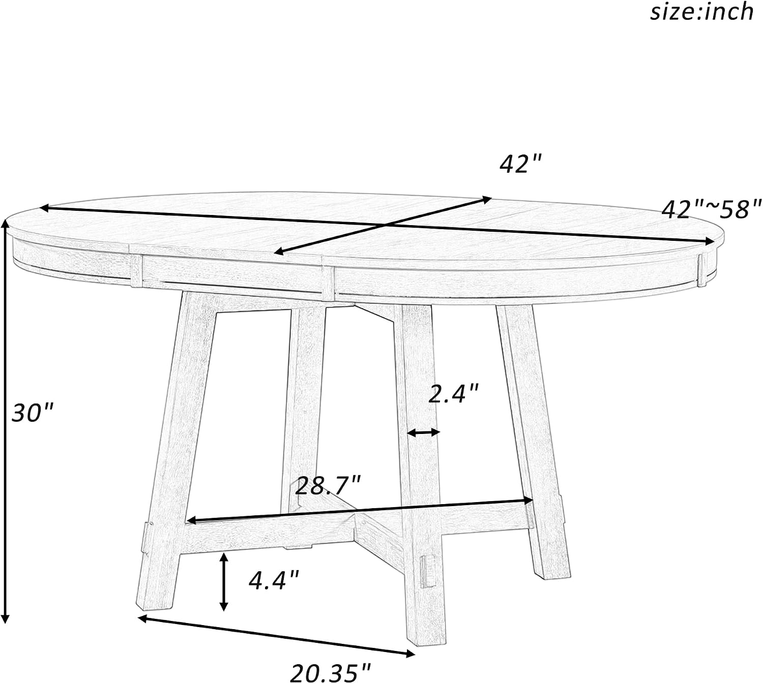 LUMISOL 42'-58' Extendable Round Dining Table for 4-8, Farmhouse Kitchen Table with Removable Leaf, Solid Wood Oval Dinner Tables for Kitchen, Dining Room, Living Room, Natural