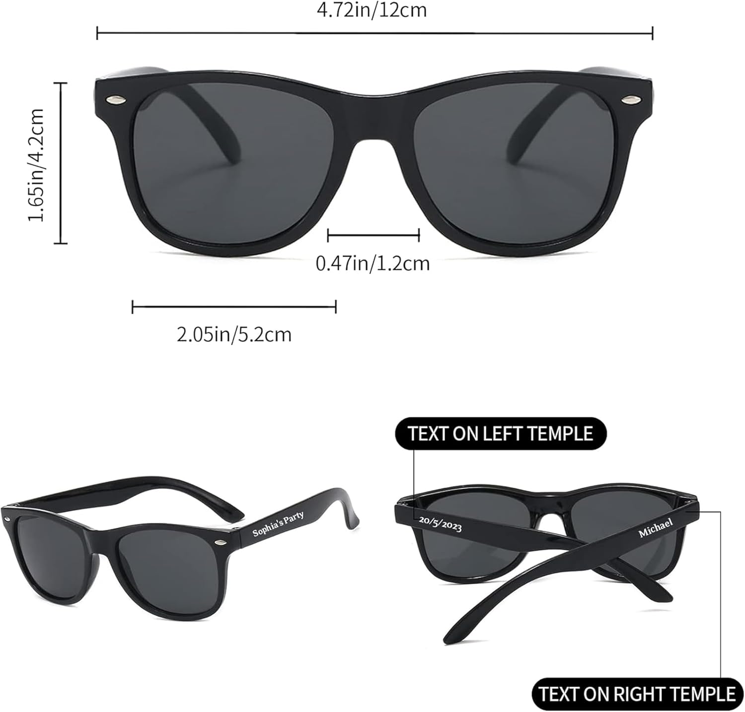 60PC Custom Sunglasses Personalized Bulk Party Favors Wedding Guests Logo Music Show Birthday Bachelorette Bridesmaid Gifts Garden 2024 Prom Customizable Glasses (Black)