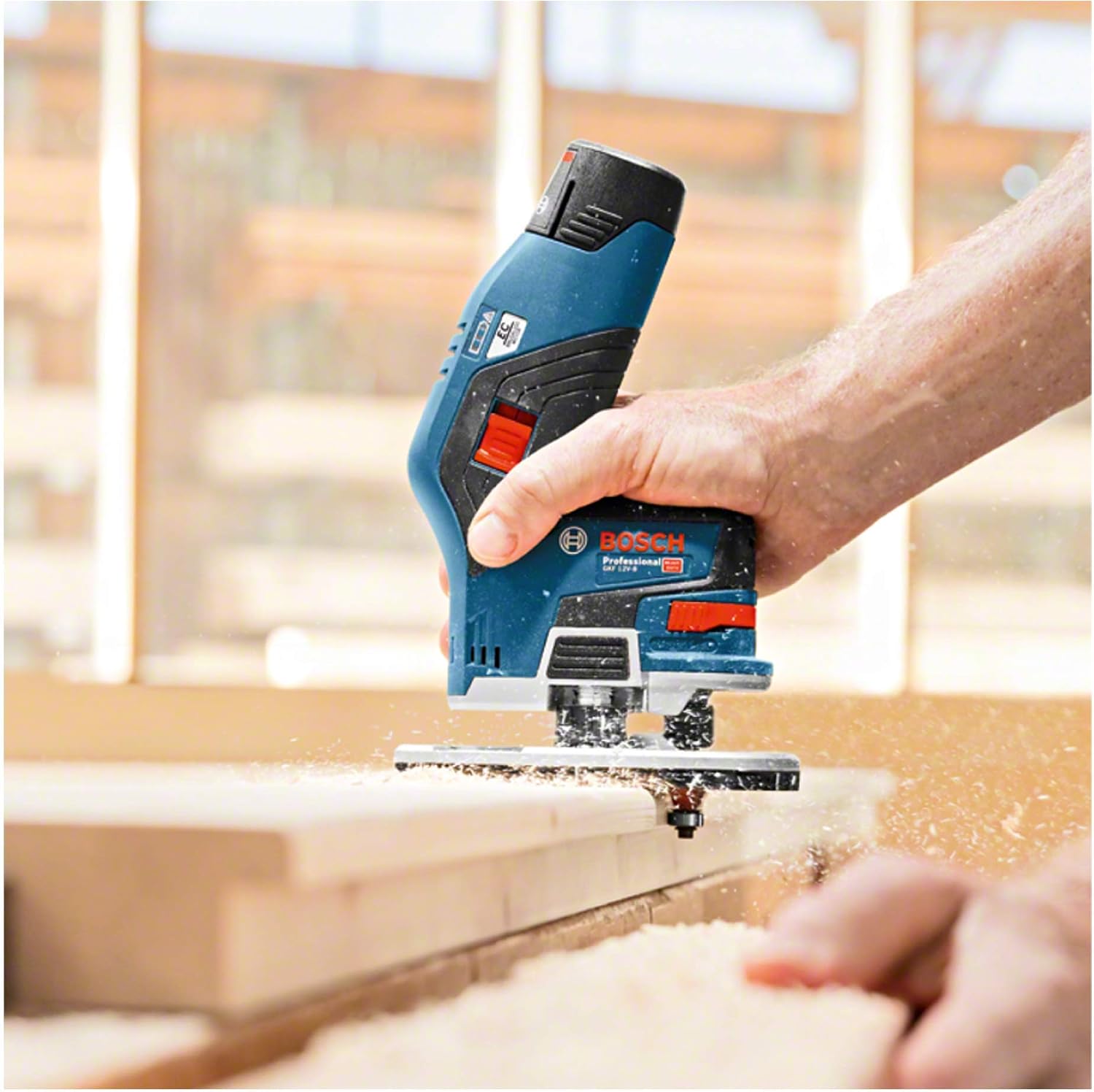 Bosch Professional 12V System GKF 12V-8 cordless palm router (routing head shaft: 8 mm, without battery/charger)