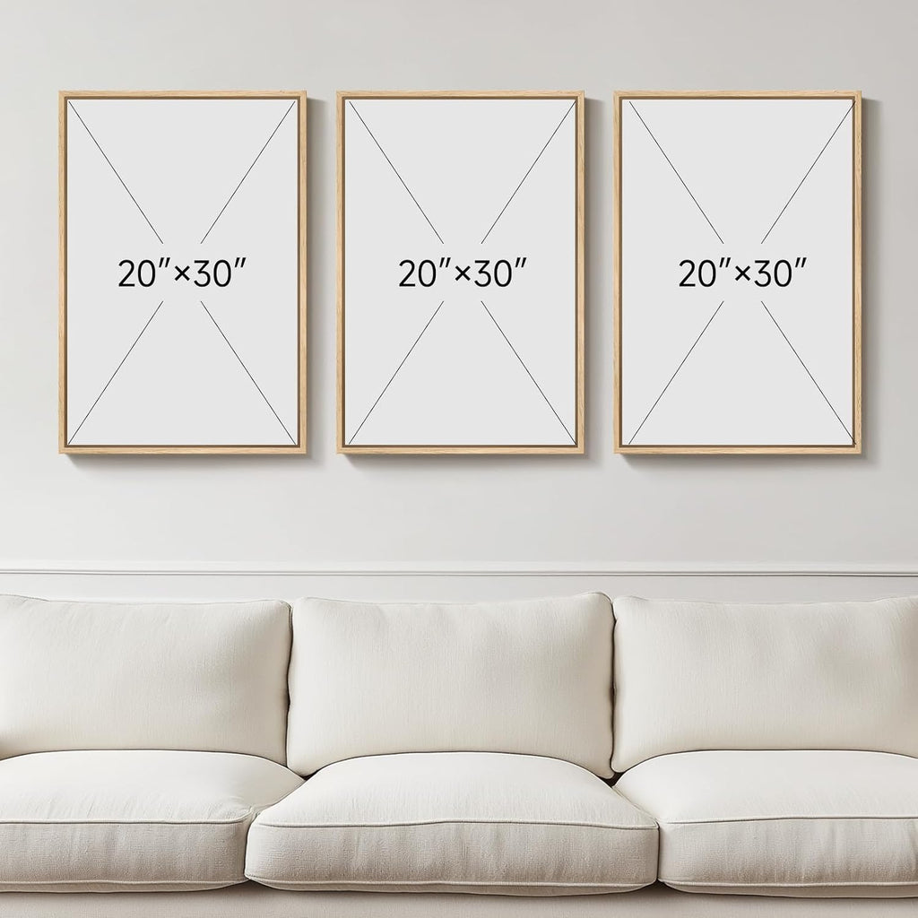 Large Framed Tropical Boho Wall Art for Living Room, 3 Piece Mid Century Modern Sage Green Canvas Artwork for Walls, Bohemian Prints Pictures Wall Decor for Bedroom Home Office Hallway, 20x30 Inch