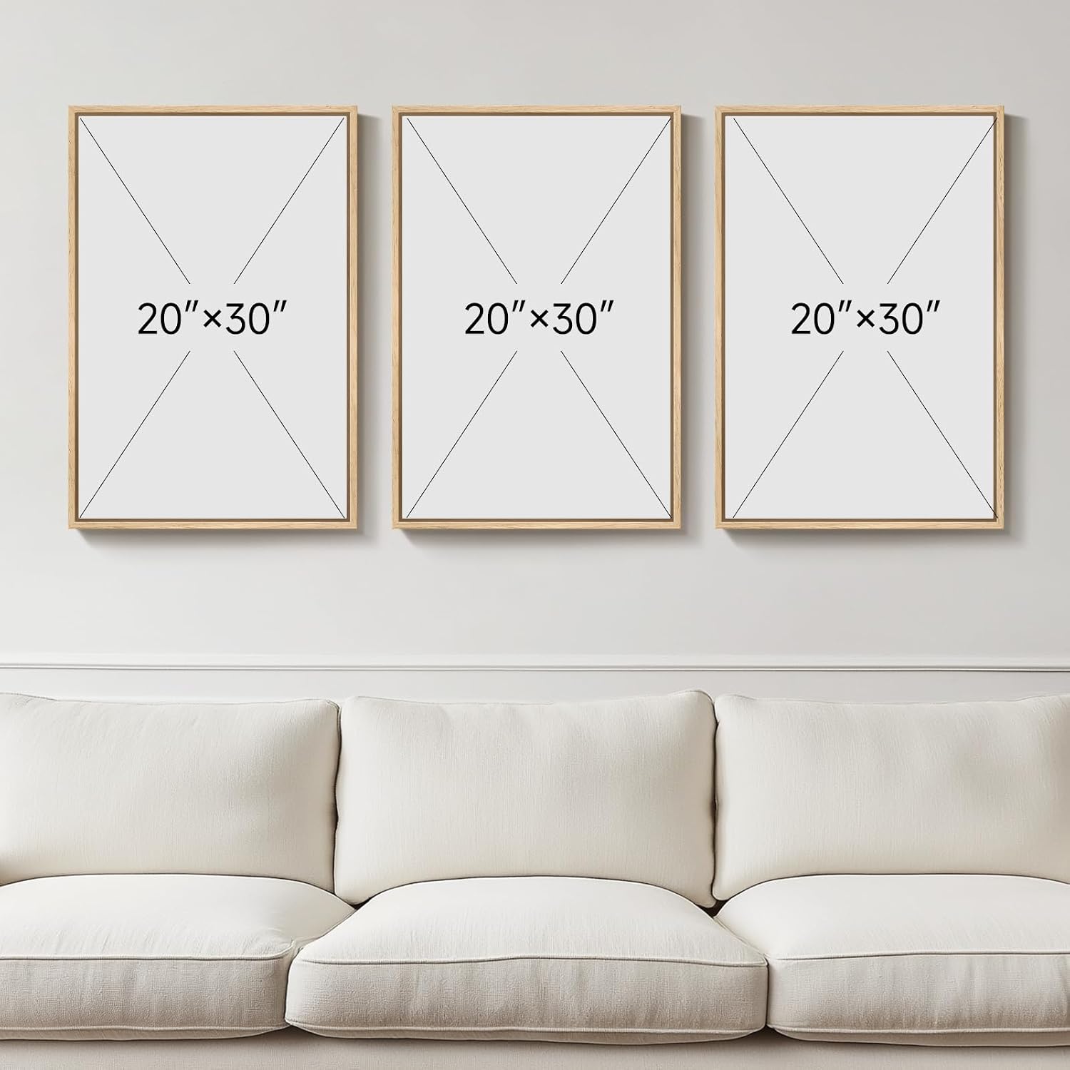 Large Framed Tropical Boho Wall Art for Living Room, 3 Piece Mid Century Modern Sage Green Canvas Artwork for Walls, Bohemian Prints Pictures Wall Decor for Bedroom Home Office Hallway, 20x30 Inch