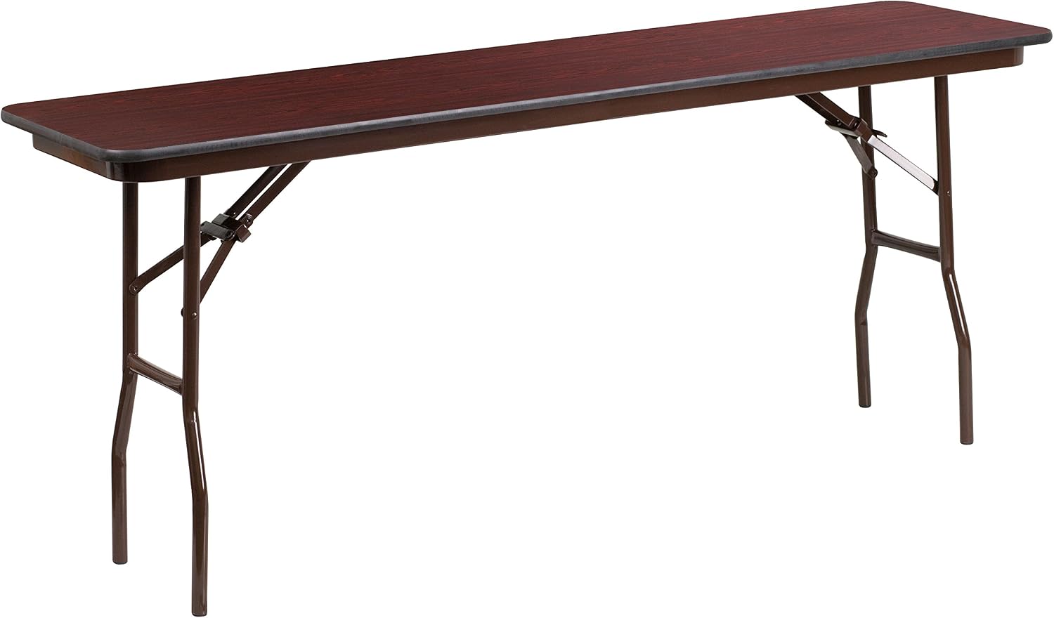 Flash Furniture Frankie 6' Mahogany Melamine Laminate Folding Training and Event Table, Rectangular Folding Training Table, Brown