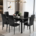 Recaceik 7 Piece Dining Table Set for 6, Tempered Glass Kitchen Table and PU Leather Chairs, Modern Dining Room Table Set for Small Space, Apartment