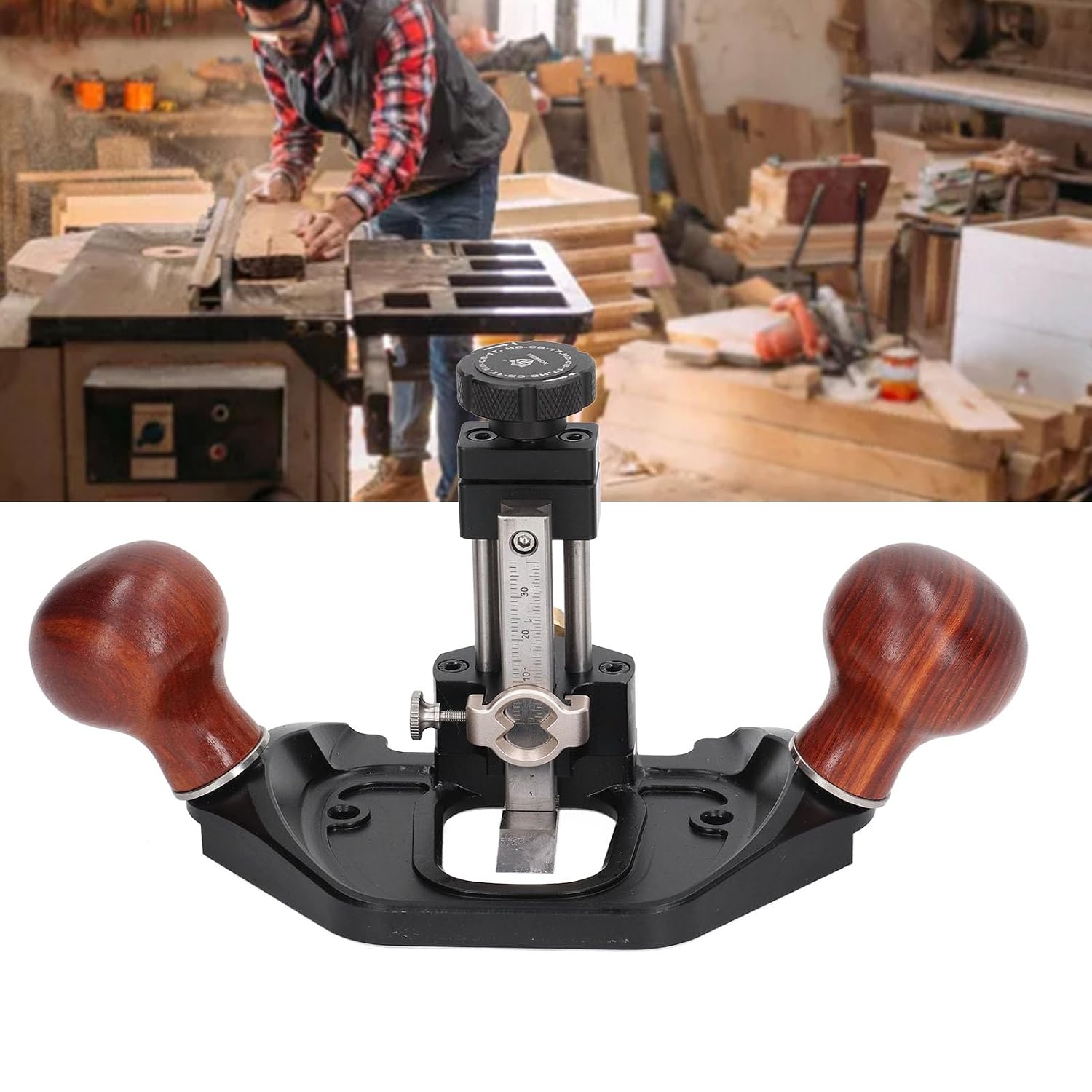 Bench Hand Plane,Trimming Plane,Wood Planer,Router Plane Adjustable Trimming Aluminum Alloy Wood Handle Woodworking Hand Planer