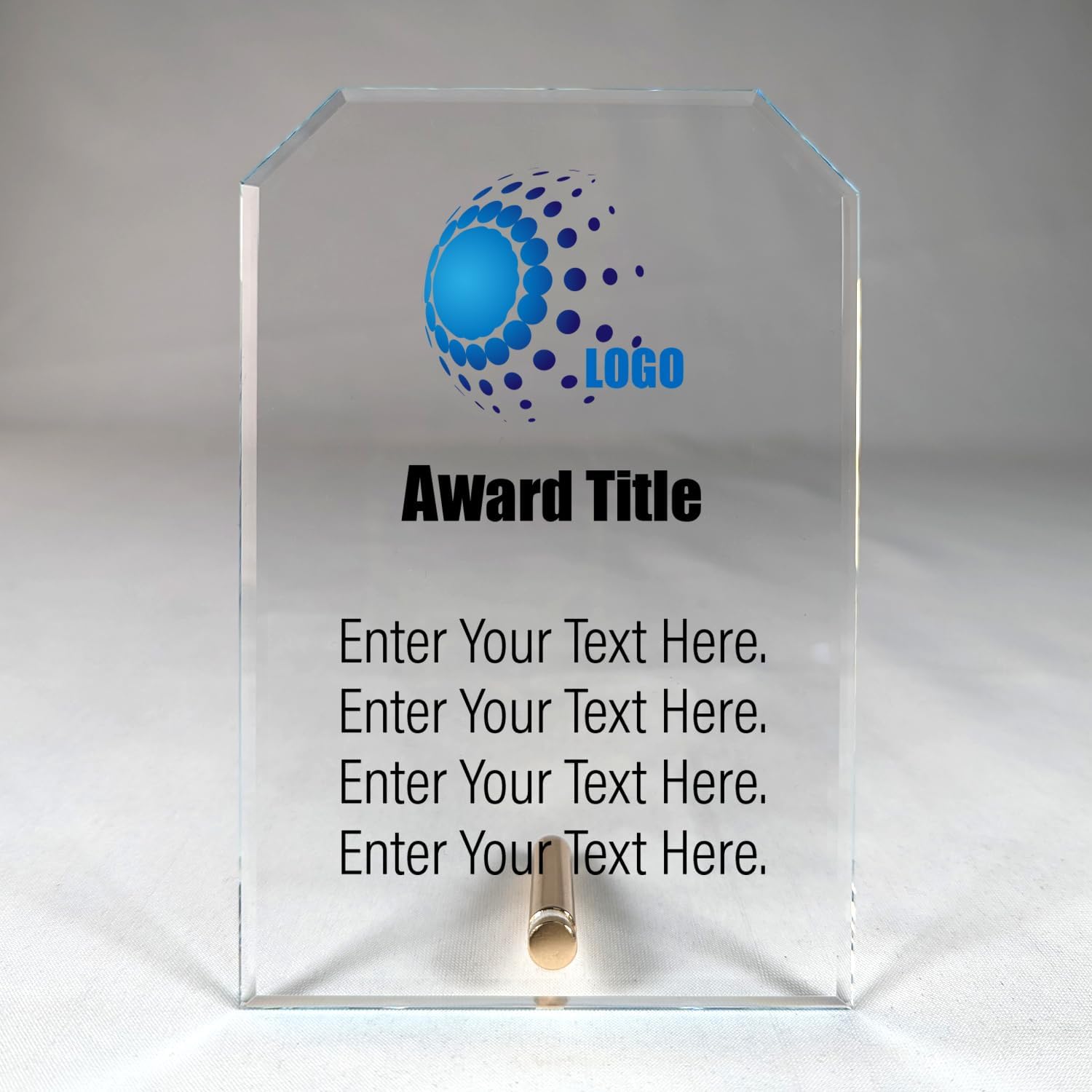 Custom Glass Crystal Trophy - Personalized Employee Awards, MVP Trophy, Appreciation Gifts, Thank You for Your Service, Glass Trophy Award, Recognition Trophies (Clear Clipped Corners Rectangle Crystal Edge Glass)