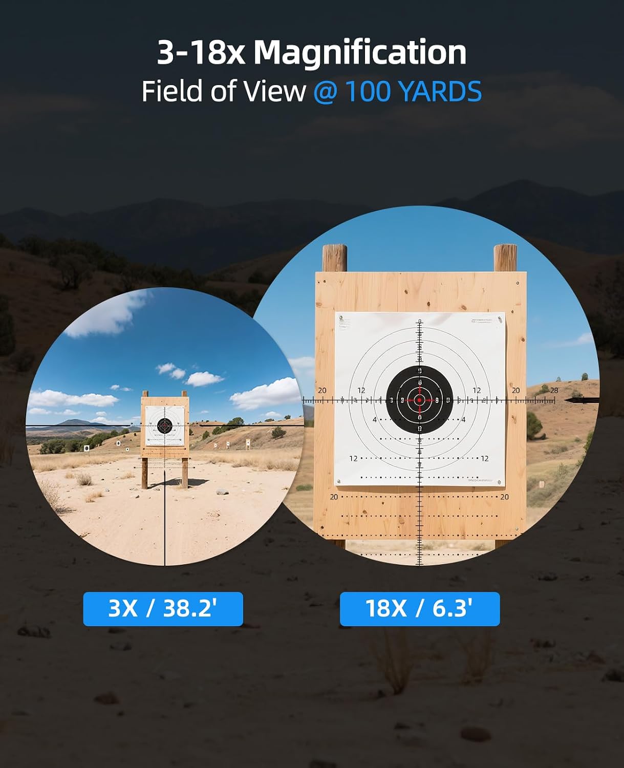 EZshoot FFP Rifle Scope with Zero Stop, MOA Illuminated Reticle, Parallax Adjustment, 30mm Tube Long Range Scope for Hunting, First Focal Plane Riflescope