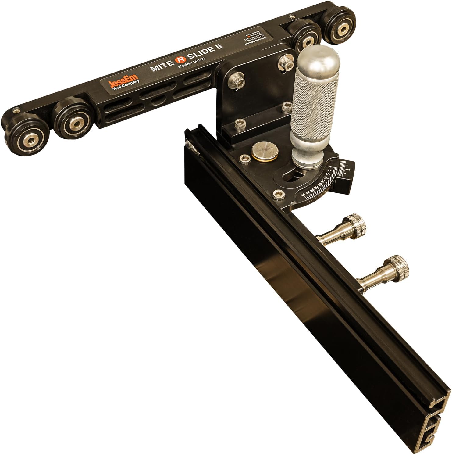 JessEm 06100 Miter Slide II Precision Miter Slot Accessory for Woodworking Router Tables with Dual Aluminum Tracks for Sleds, Jigs & Fixtures