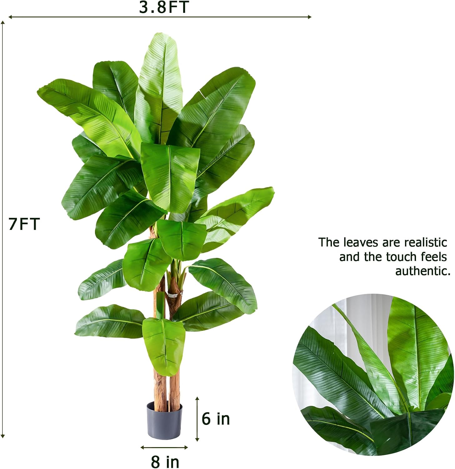 Erimda 7.2FT Artificial Banana Tree Tall Fake Banana Leaf Plant Faux Banana Silk Tree Faux Banana Leaves for Home Swimming Pool Indoor Outdoor Patio Tropical Decor
