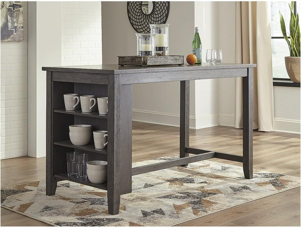 Signature Design by Ashley Caitbrook Dining Table, Counter Height Table With Shelves, Wood Construction In Antiqued Gray Wash, Space‑Saving For Small Rooms And Kitchens